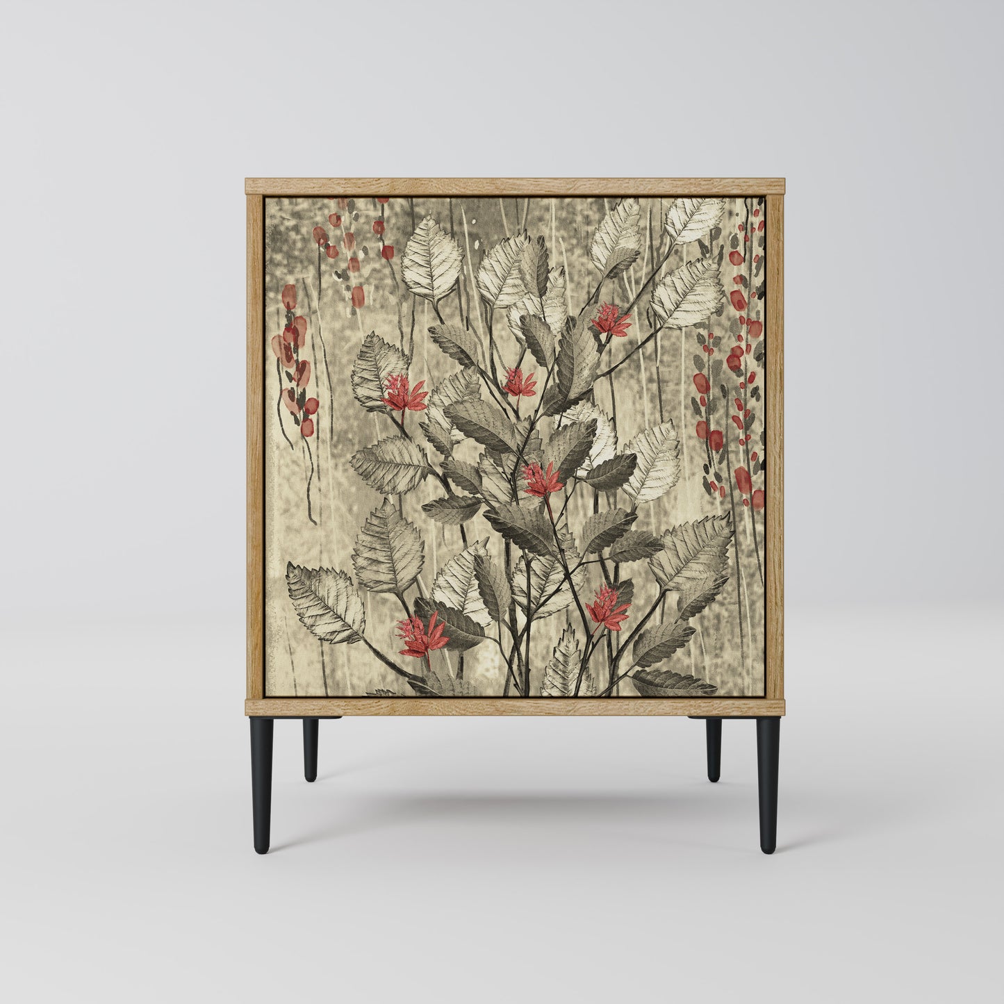 HERBAL GRACE 1-Door Sideboard in Oak Effect