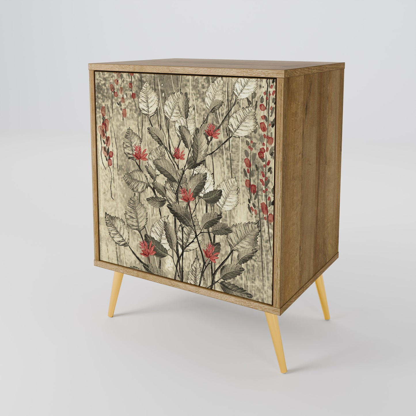 HERBAL GRACE 1-Door Sideboard in Oak Effect