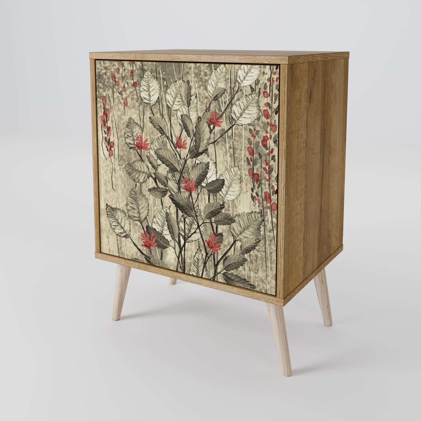 HERBAL GRACE 1-Door Sideboard in Oak Effect
