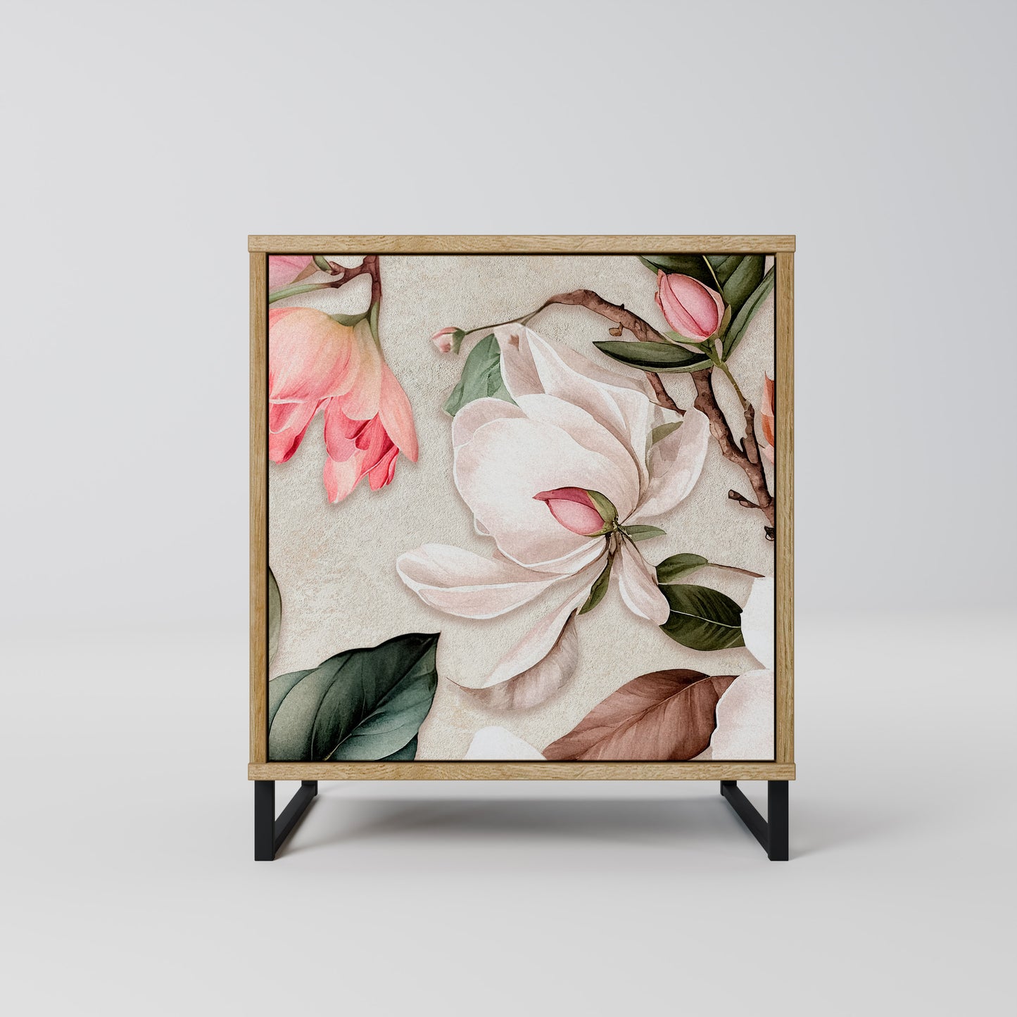 Credenza FLORAL GRACE a 1 anta effetto rovere