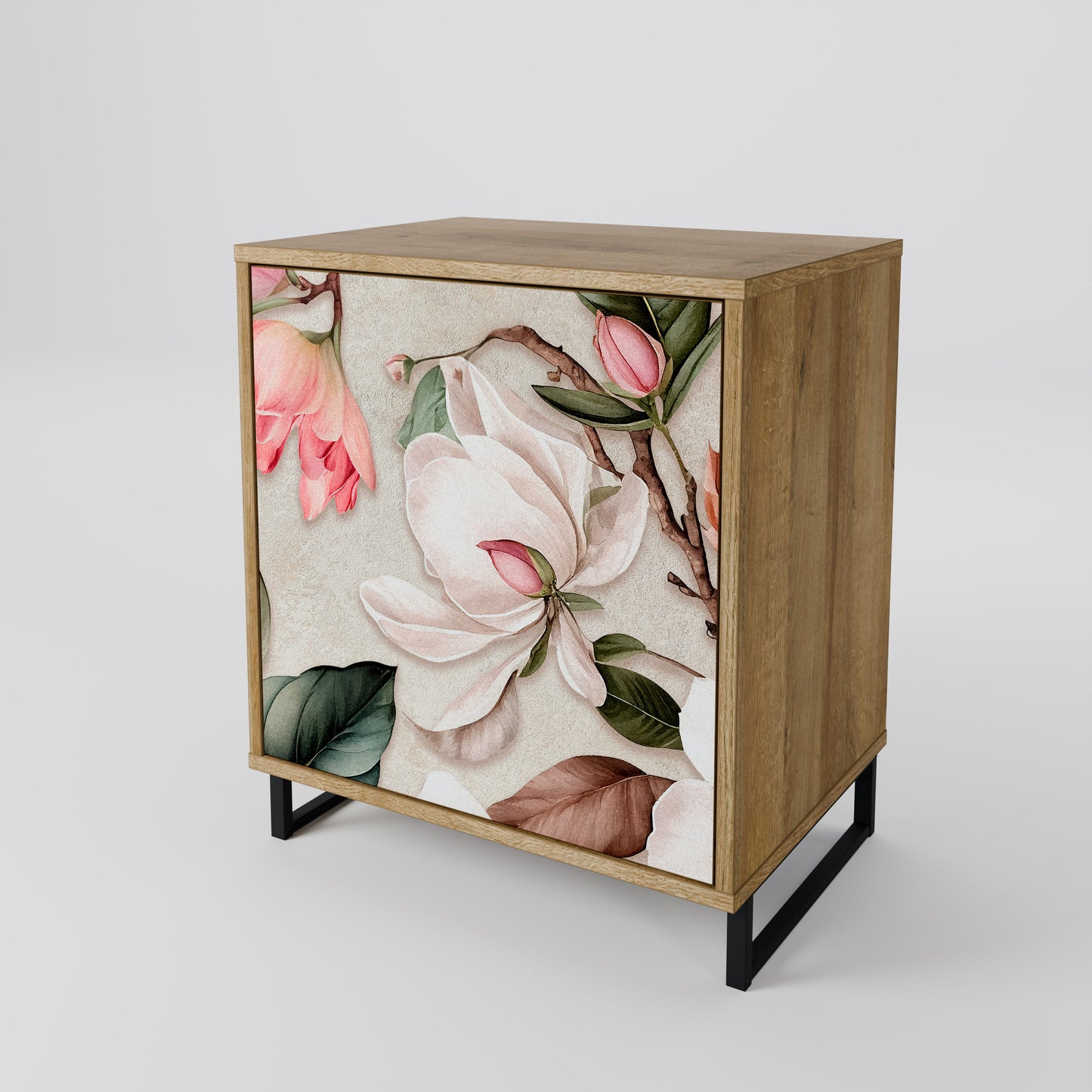 Credenza FLORAL GRACE a 1 anta effetto rovere