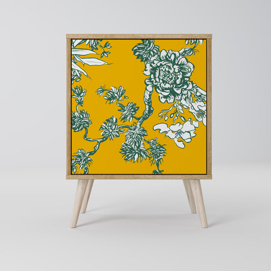 YELLOW CHINOISERIE 1-Door Sideboard in Oak Effect