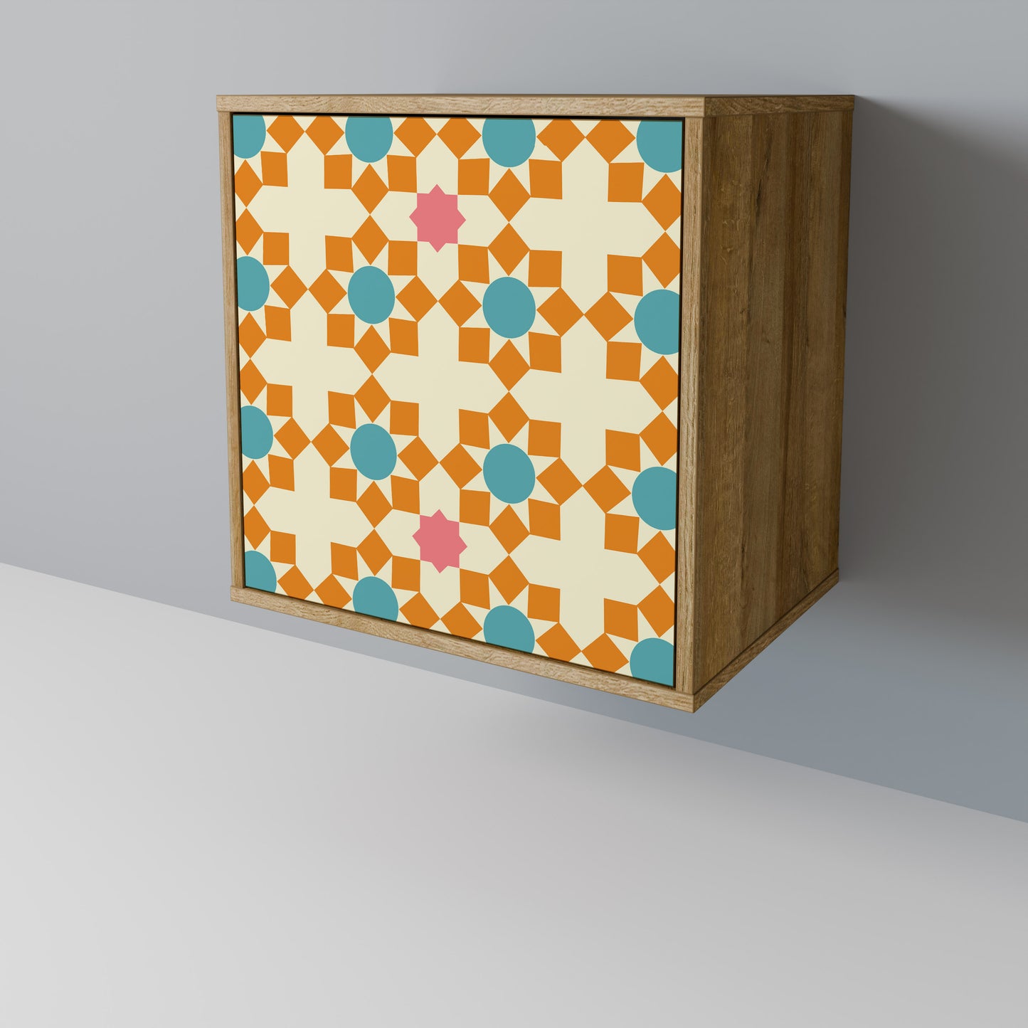 FLORAL DECOR 1-Door Sideboard in Oak Effect