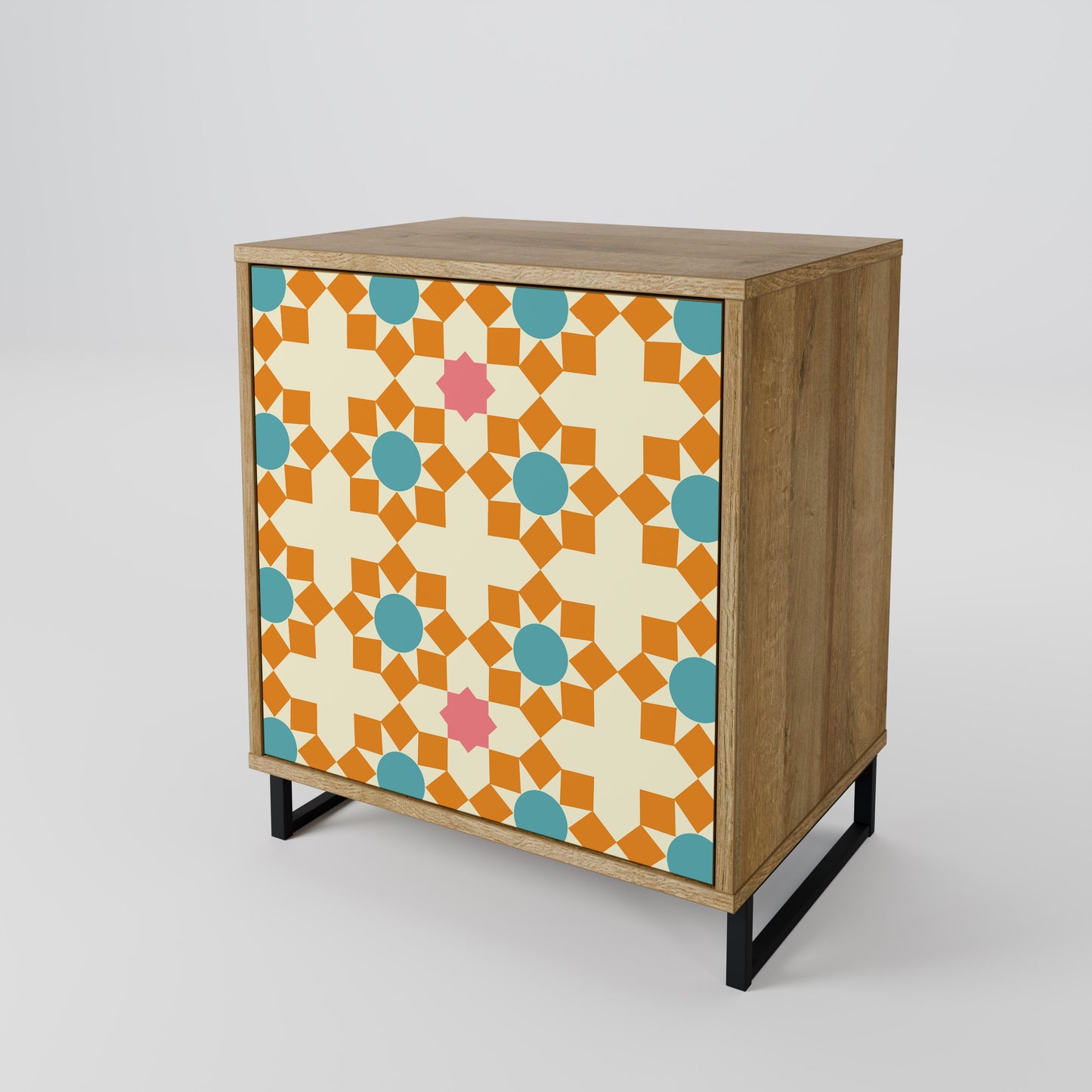FLORAL DECOR 1-Door Sideboard in Oak Effect