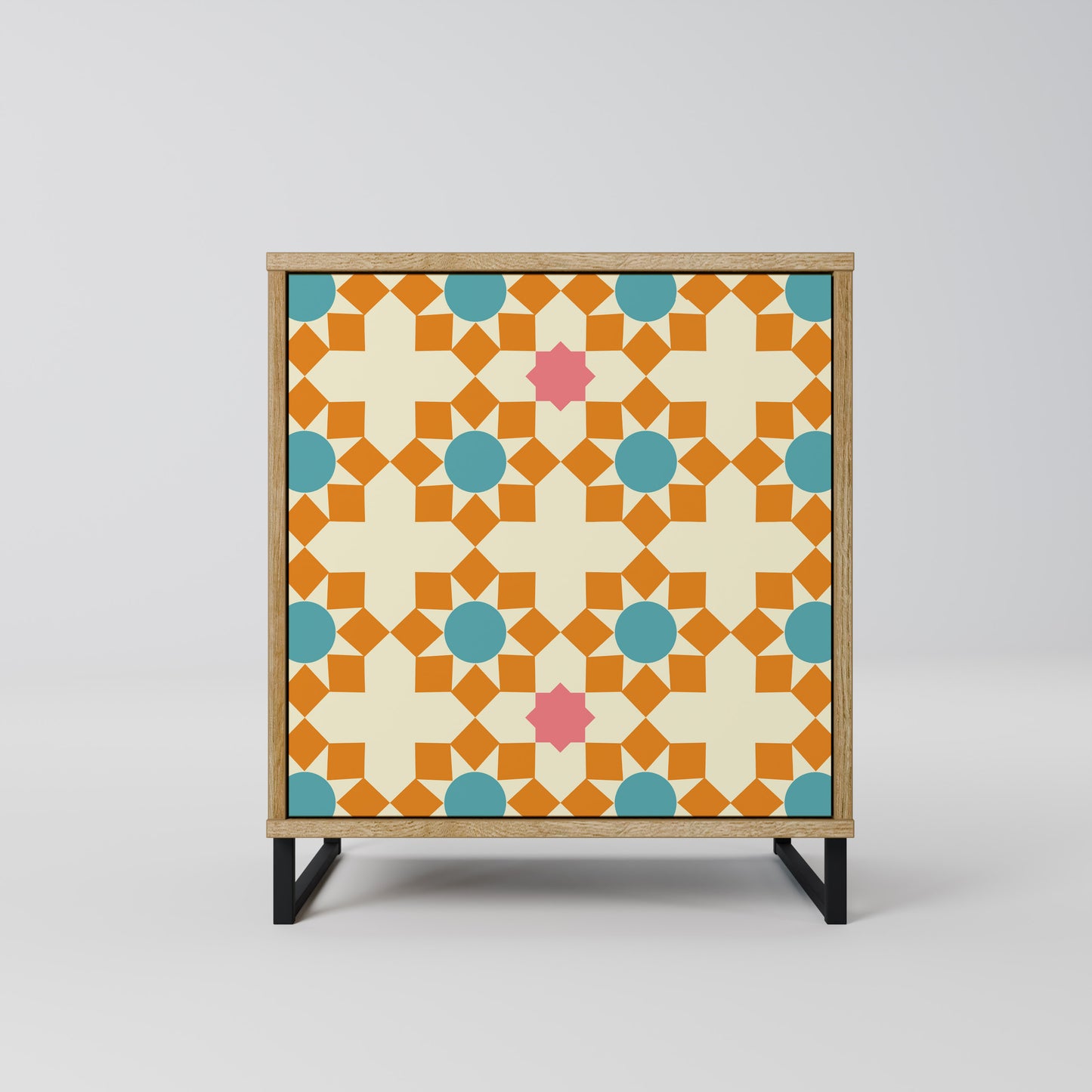 FLORAL DECOR 1-Door Sideboard in Oak Effect