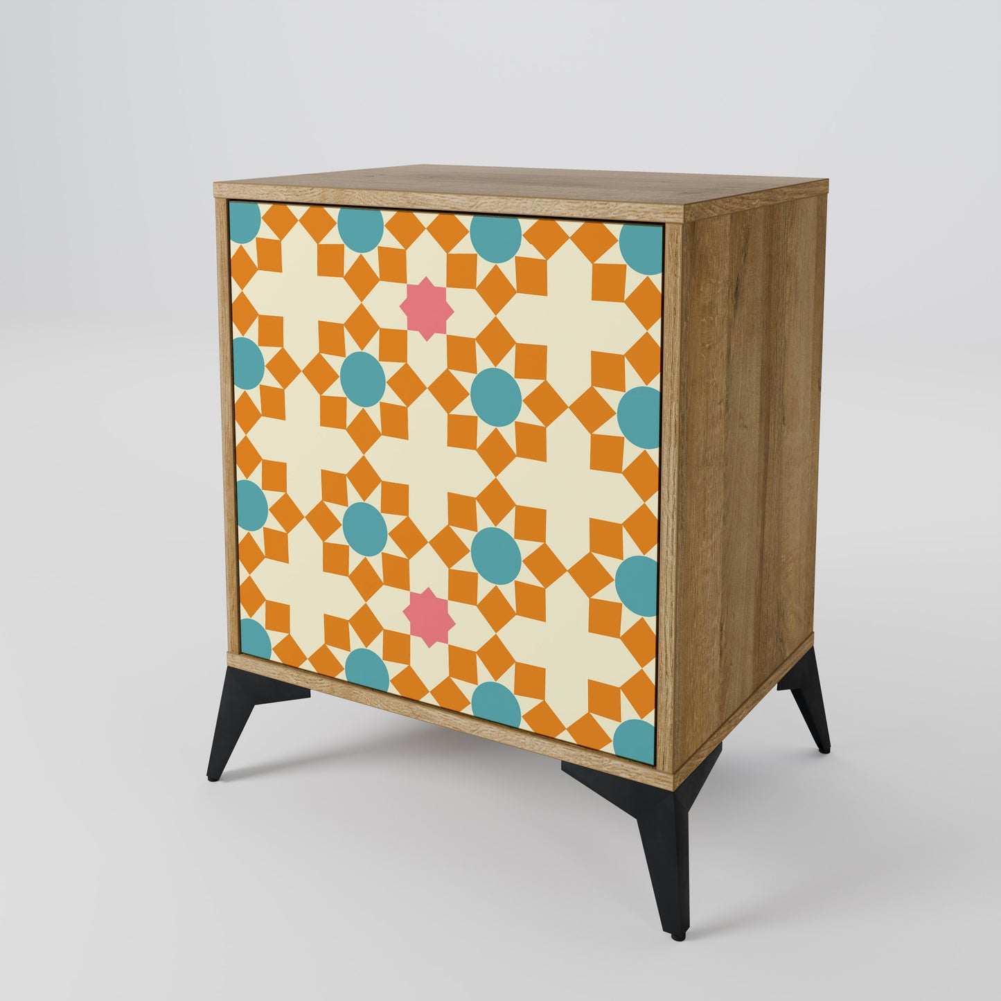 FLORAL DECOR 1-Door Sideboard in Oak Effect