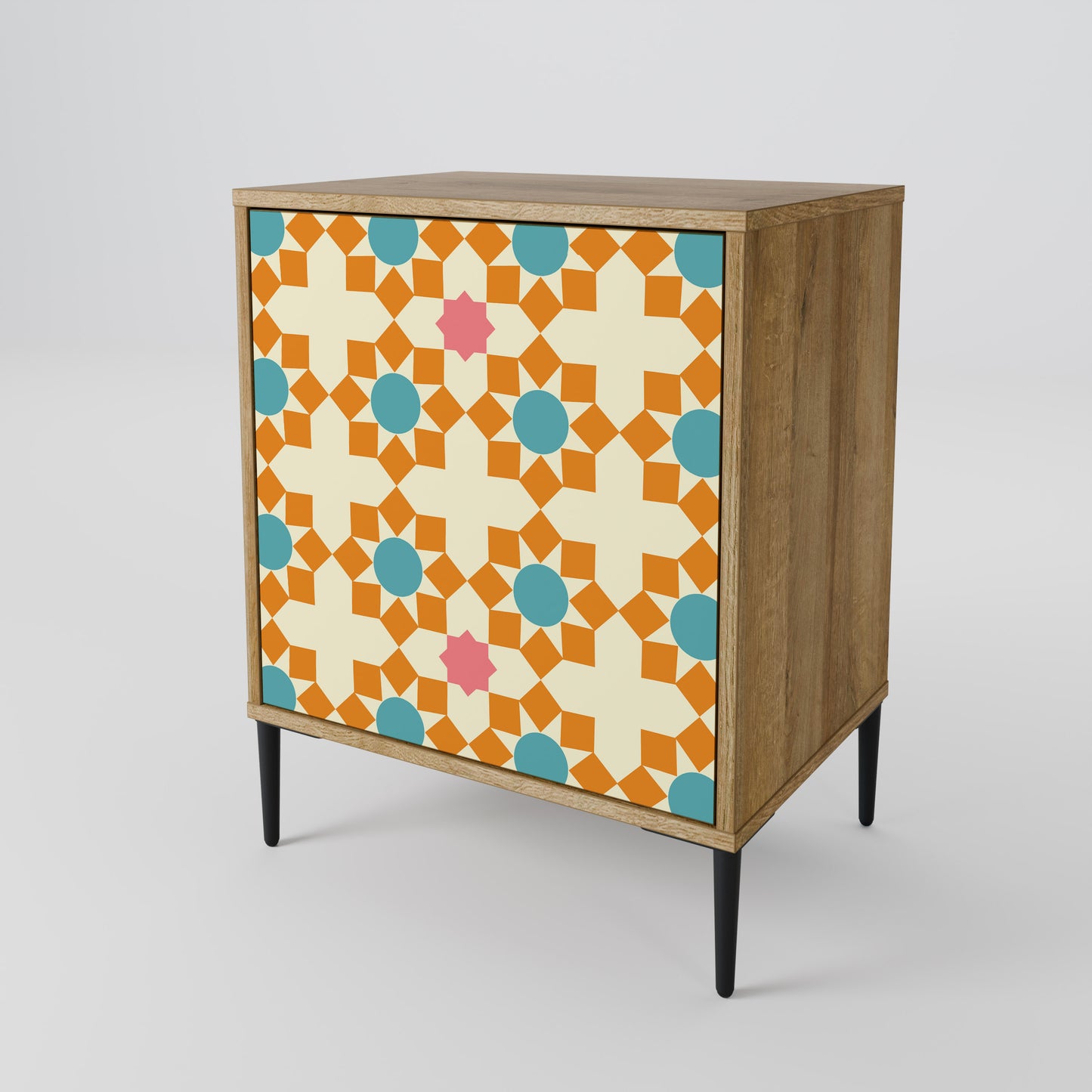 FLORAL DECOR 1-Door Sideboard in Oak Effect