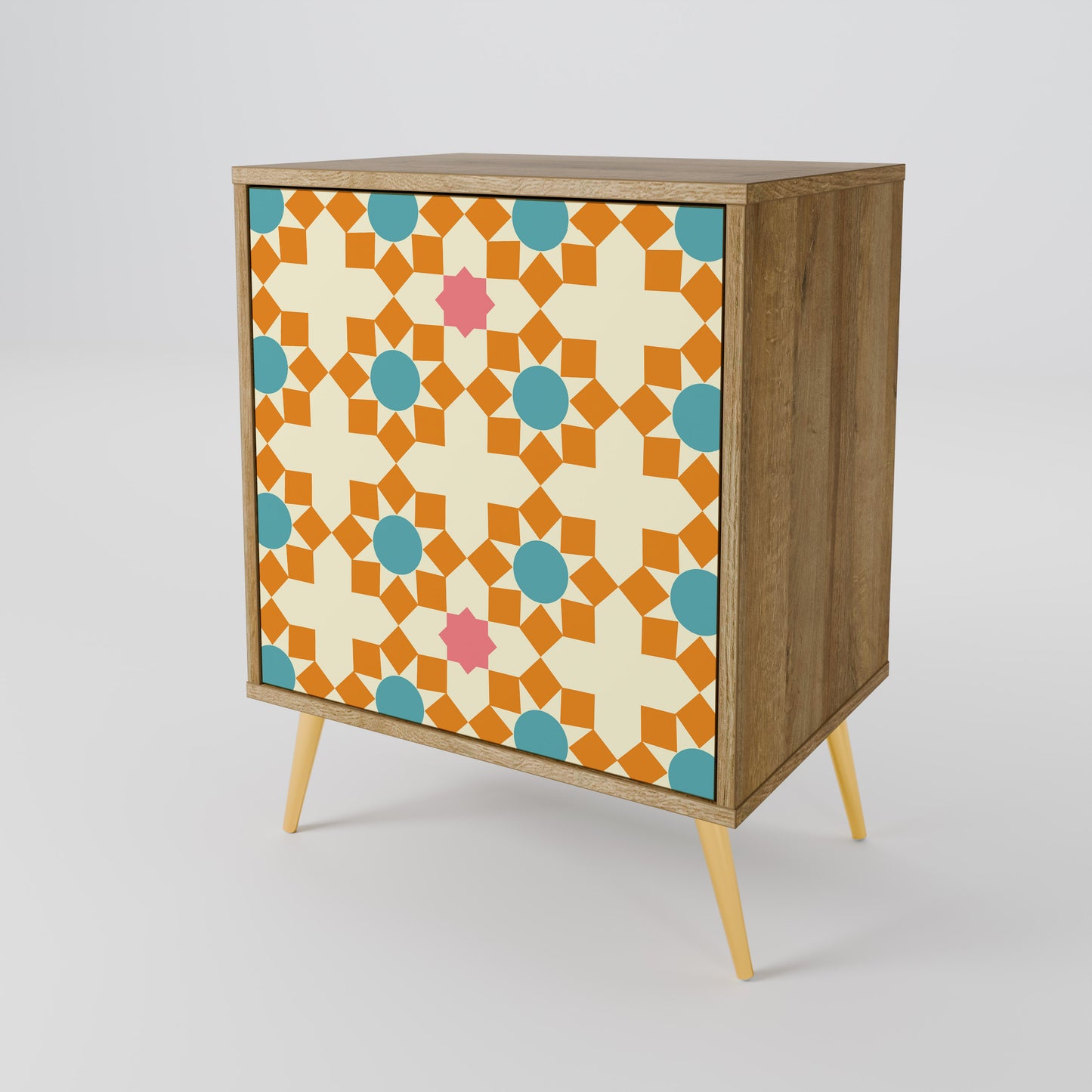 FLORAL DECOR 1-Door Sideboard in Oak Effect