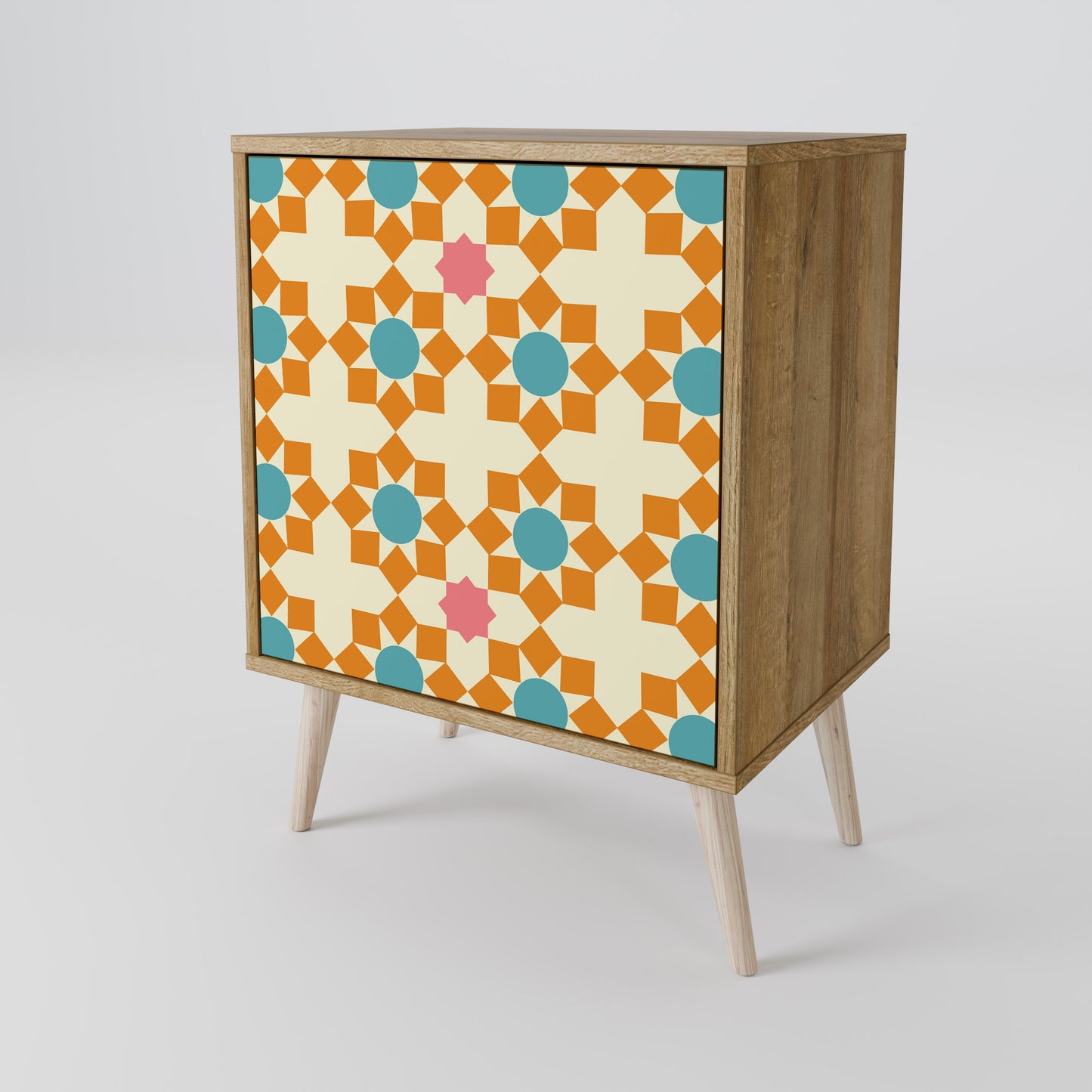 FLORAL DECOR 1-Door Sideboard in Oak Effect