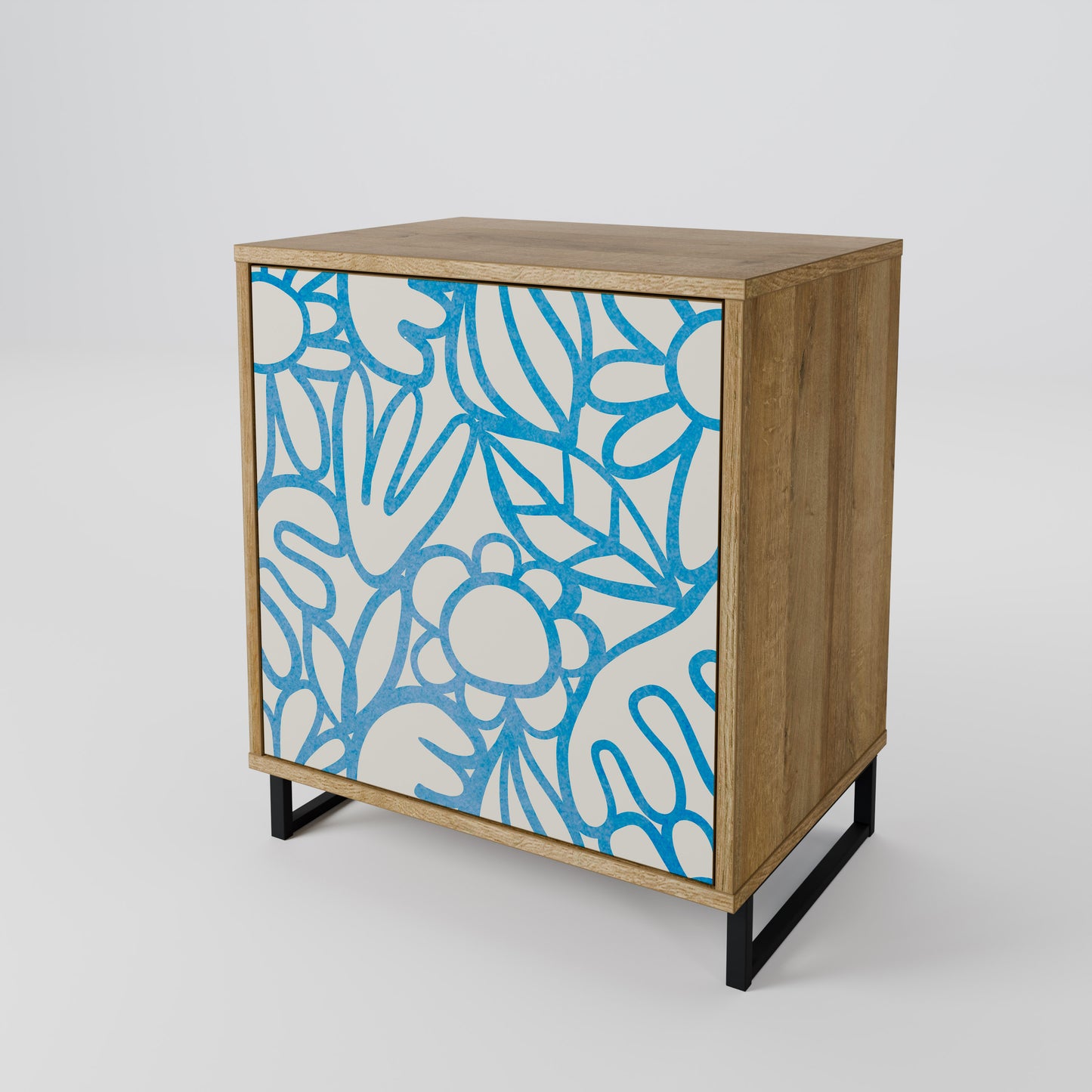 BLOOMY MORNING 1-Door Sideboard in Oak Effect