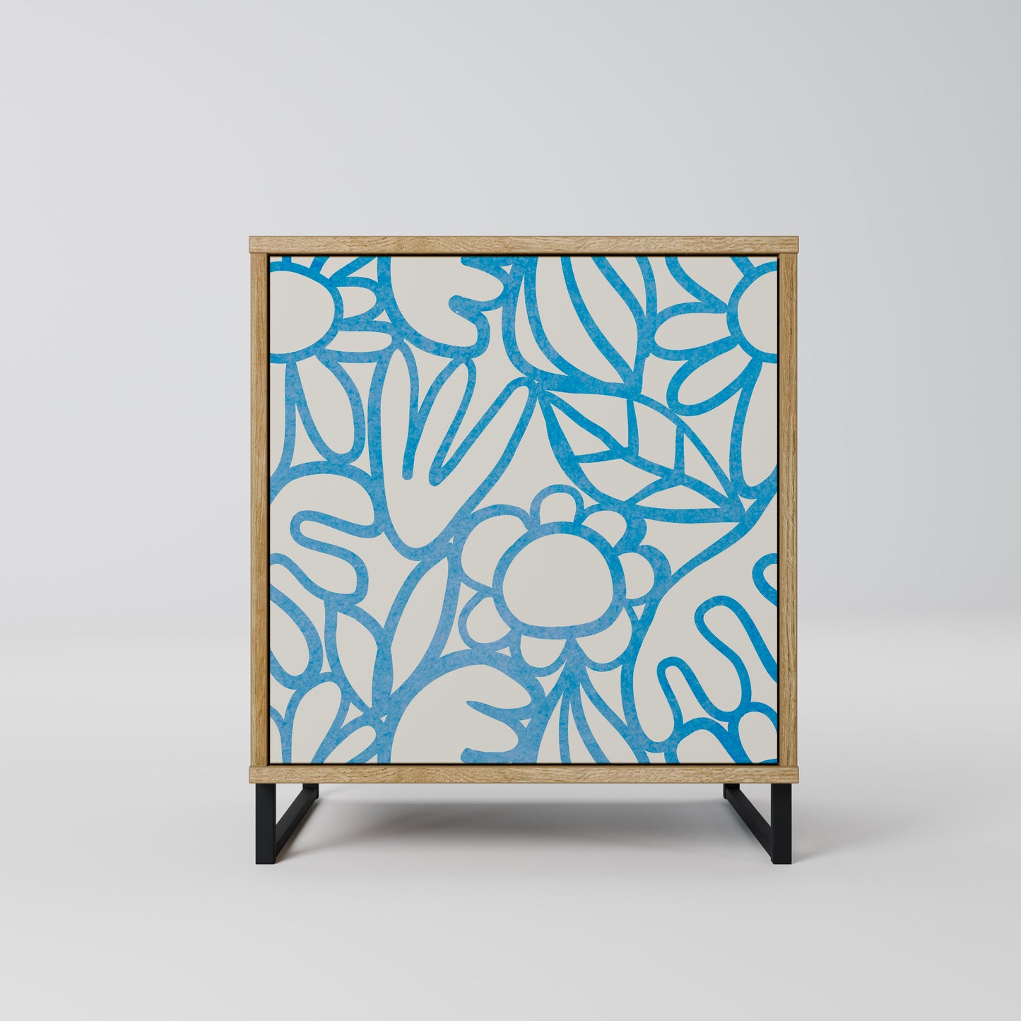BLOOMY MORNING 1-Door Sideboard in Oak Effect