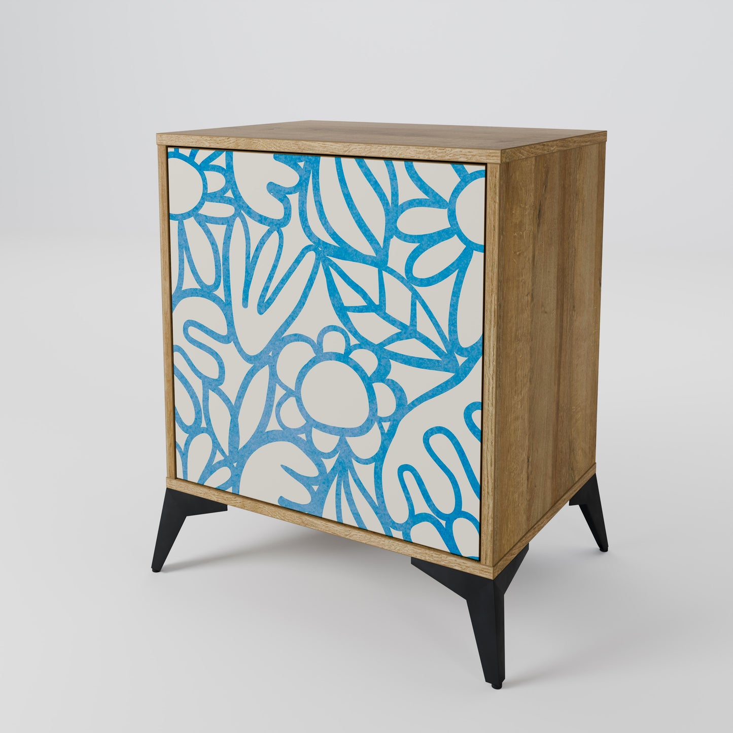 BLOOMY MORNING 1-Door Sideboard in Oak Effect