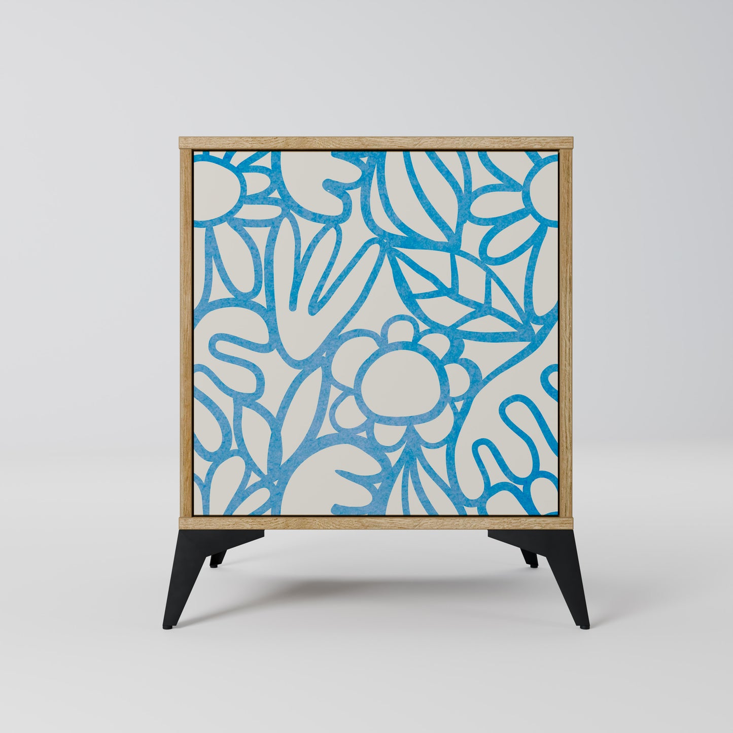 BLOOMY MORNING 1-Door Sideboard in Oak Effect