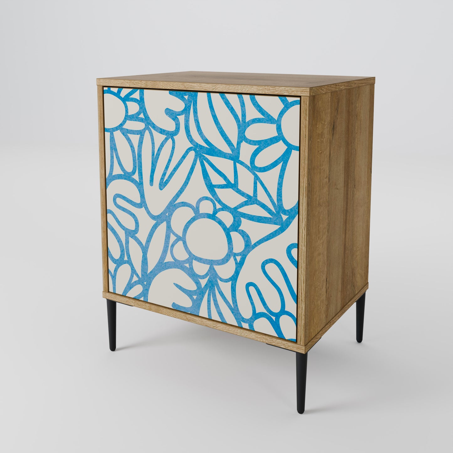 BLOOMY MORNING 1-Door Sideboard in Oak Effect