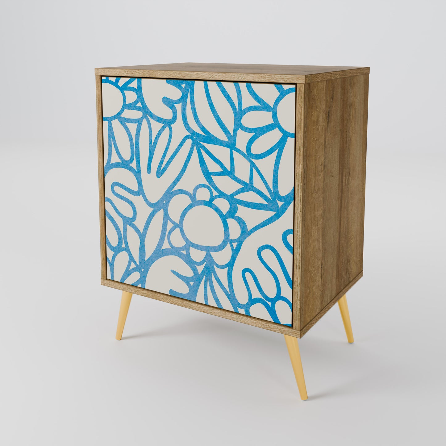 BLOOMY MORNING 1-Door Sideboard in Oak Effect
