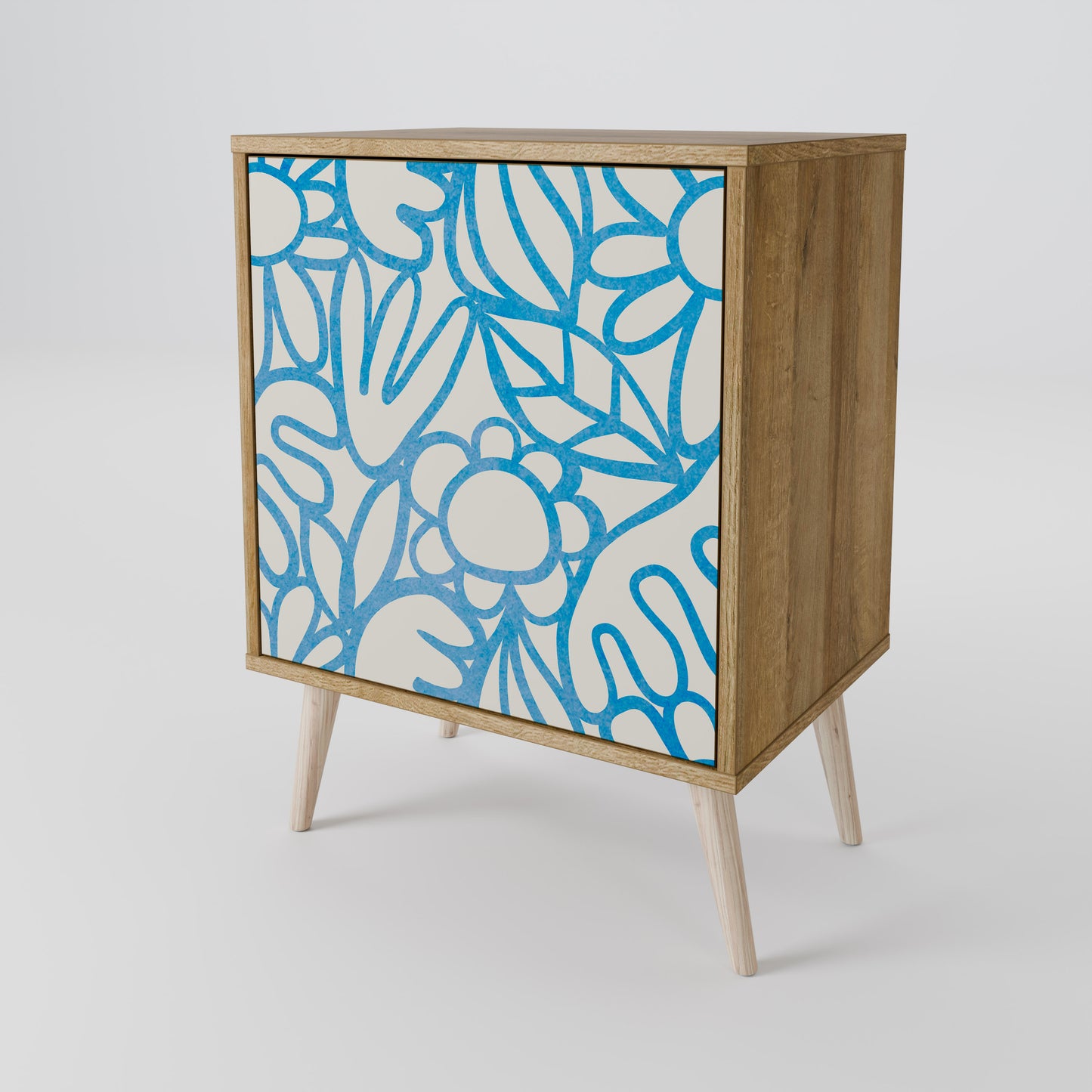 BLOOMY MORNING 1-Door Sideboard in Oak Effect