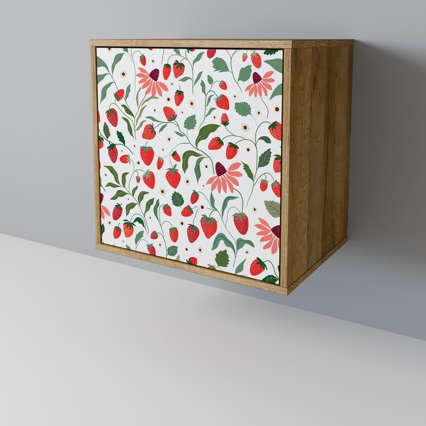 FLOWERS AND STRAWBERRIES 1-Door Sideboard in Oak Effect
