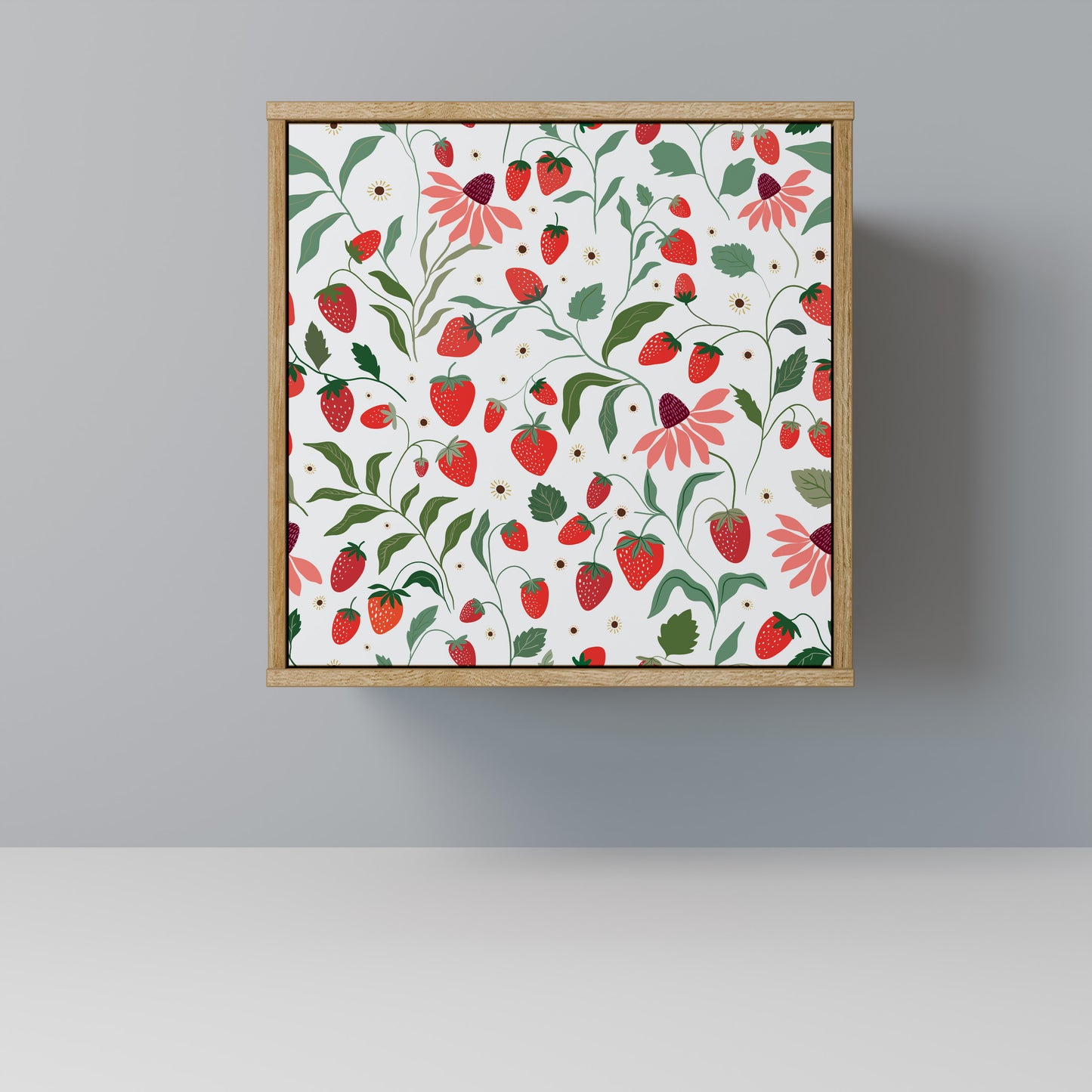 FLOWERS AND STRAWBERRIES 1-Door Sideboard in Oak Effect