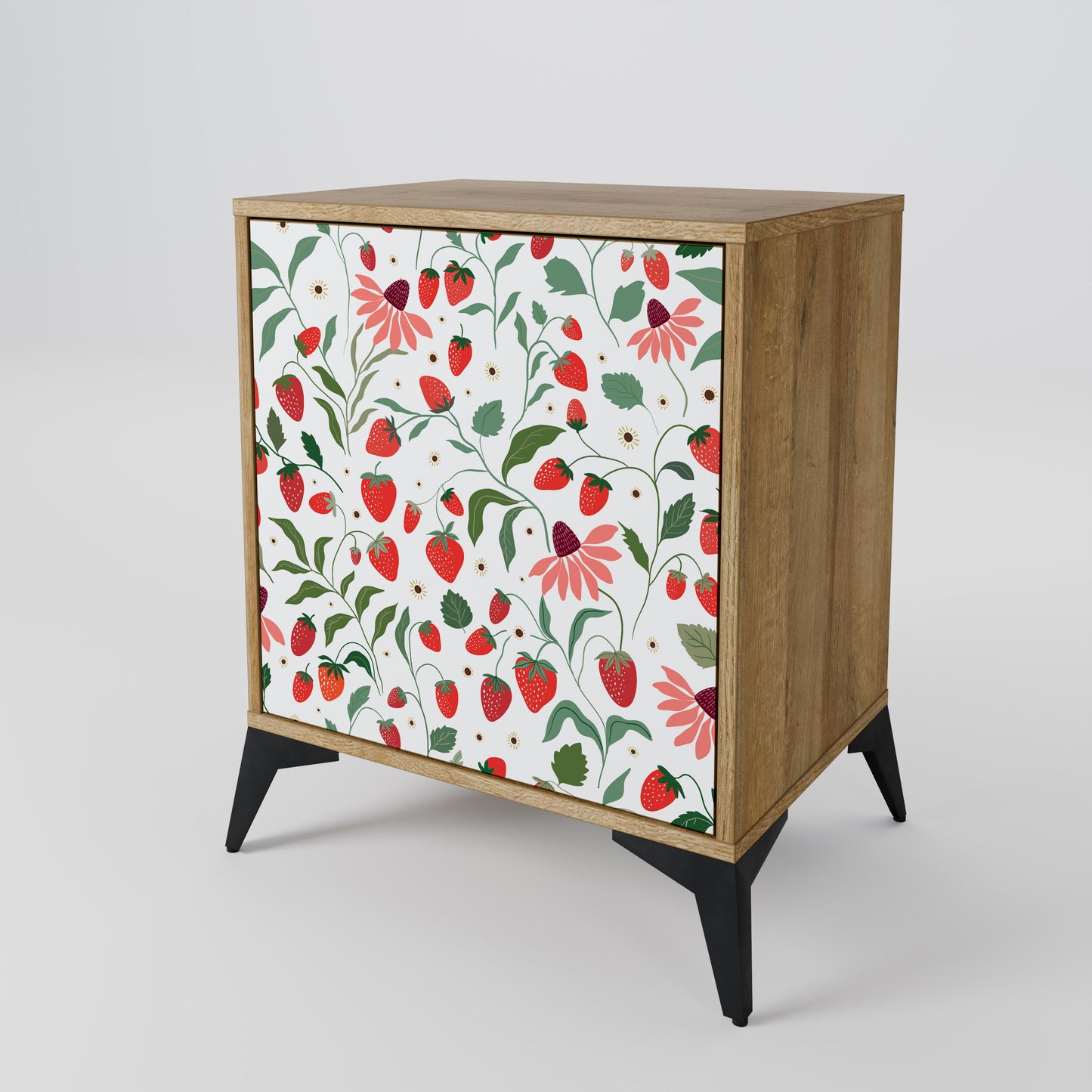FLOWERS AND STRAWBERRIES 1-Door Sideboard in Oak Effect