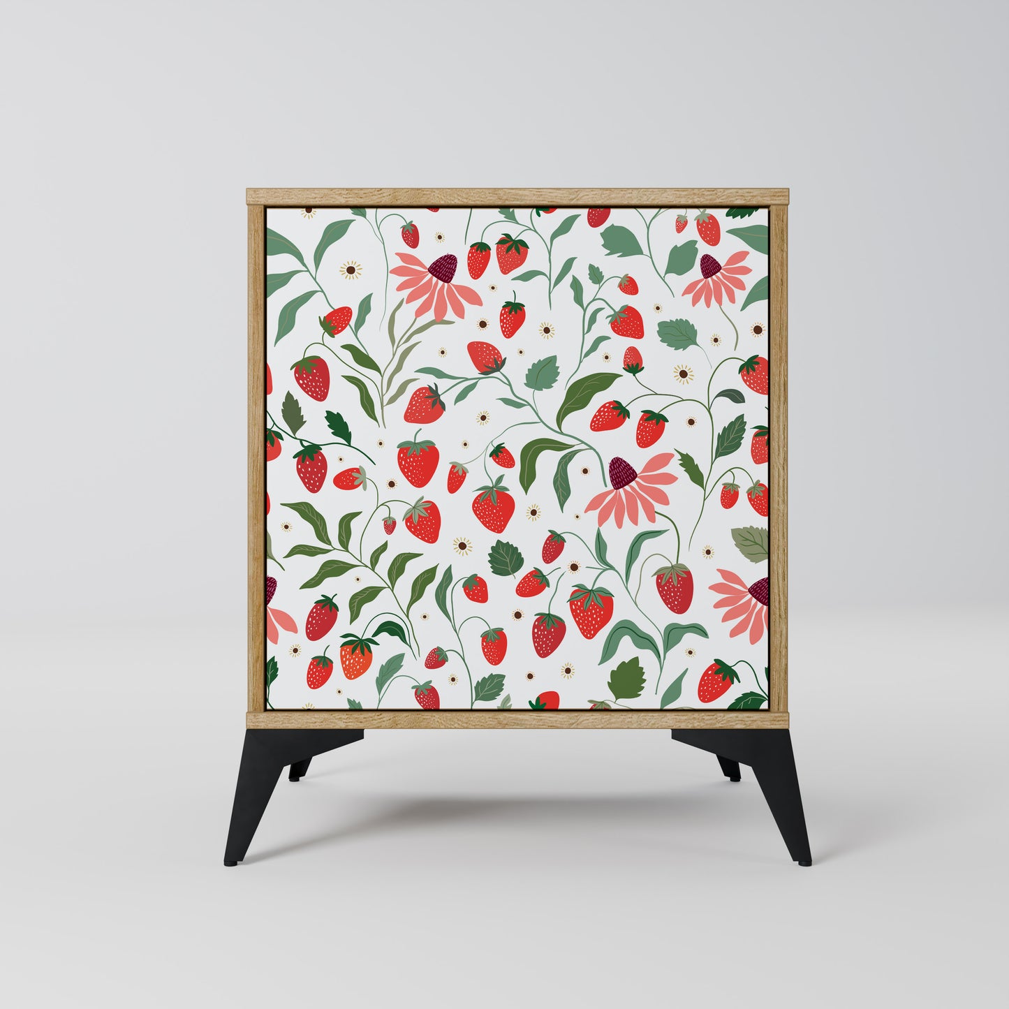 FLOWERS AND STRAWBERRIES 1-Door Sideboard in Oak Effect