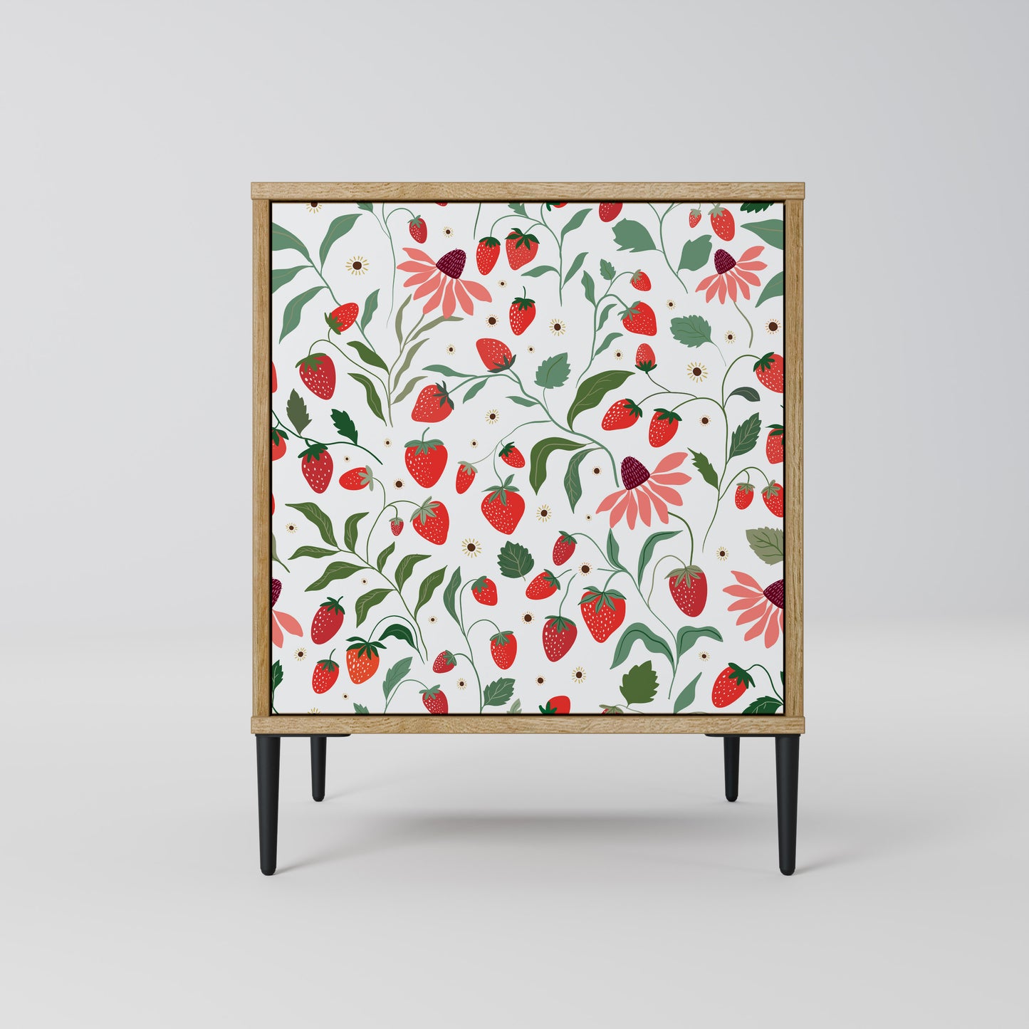 FLOWERS AND STRAWBERRIES 1-Door Sideboard in Oak Effect