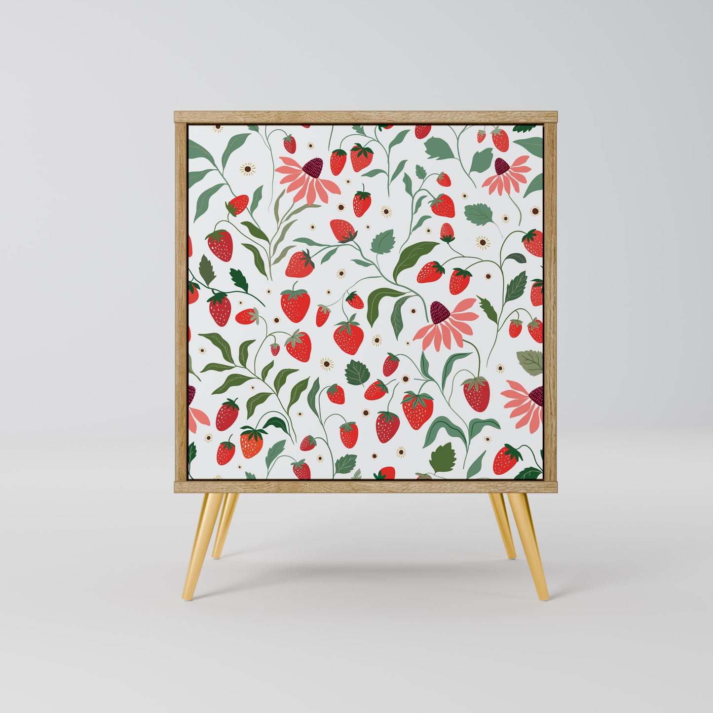 FLOWERS AND STRAWBERRIES 1-Door Sideboard in Oak Effect