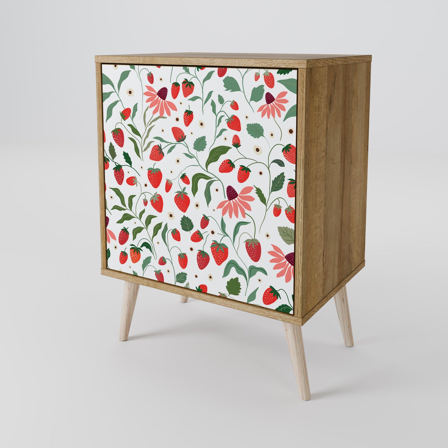FLOWERS AND STRAWBERRIES 1-Door Sideboard in Oak Effect