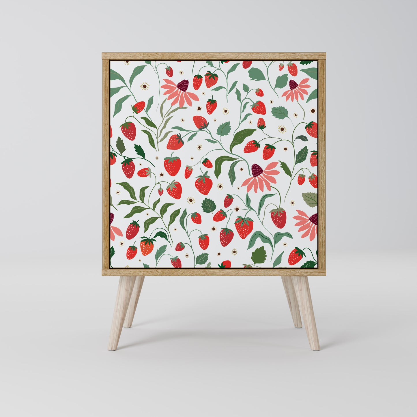 FLOWERS AND STRAWBERRIES 1-Door Sideboard in Oak Effect