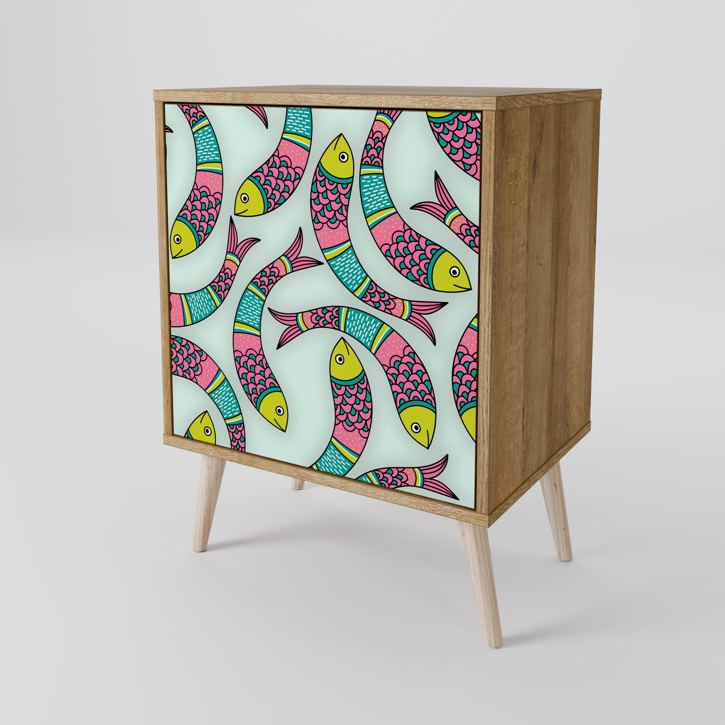 Credenza INDIAN FISH a 1 anta effetto rovere