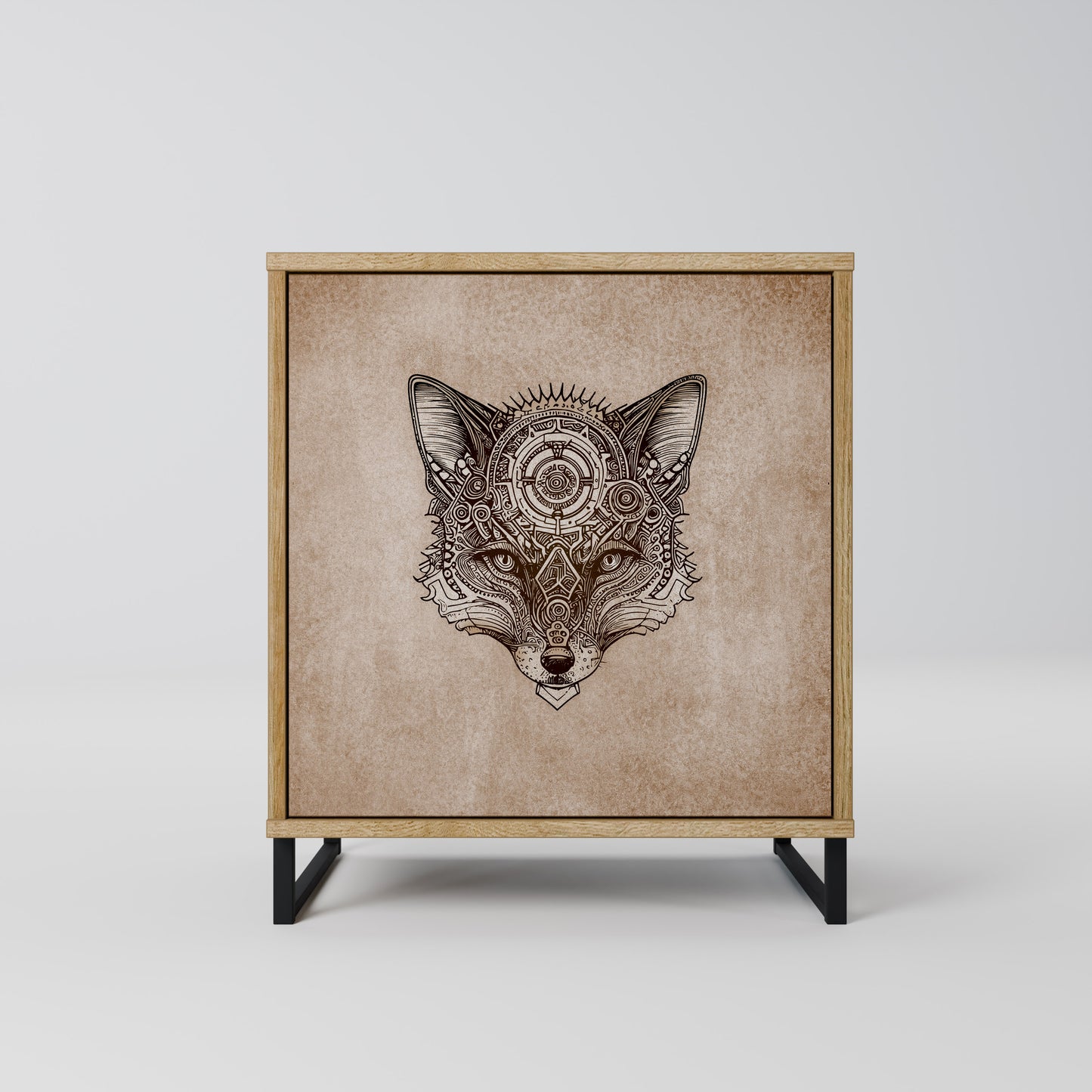 STEAMPUNK CLAN 1-Door Sideboard in Oak Effect