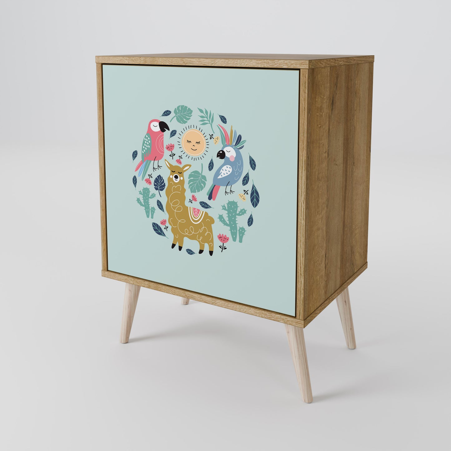 Credenza a 1 anta COLORFUL ALPACAS effetto rovere