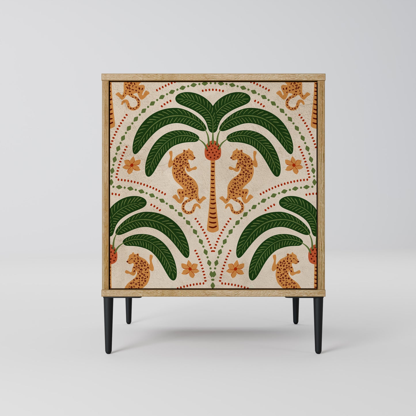 Credenza DANCING PREDATORS a 1 anta effetto rovere