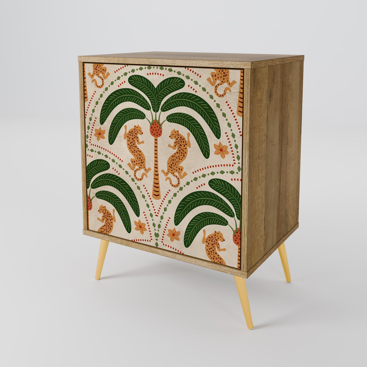 Credenza DANCING PREDATORS a 1 anta effetto rovere