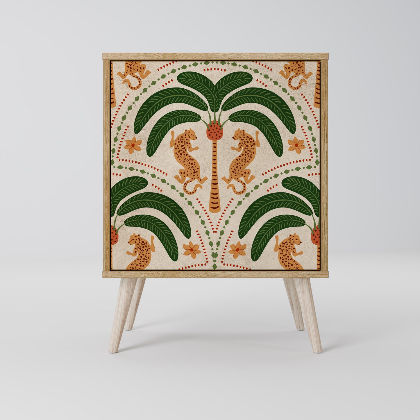 Credenza DANCING PREDATORS a 1 anta effetto rovere