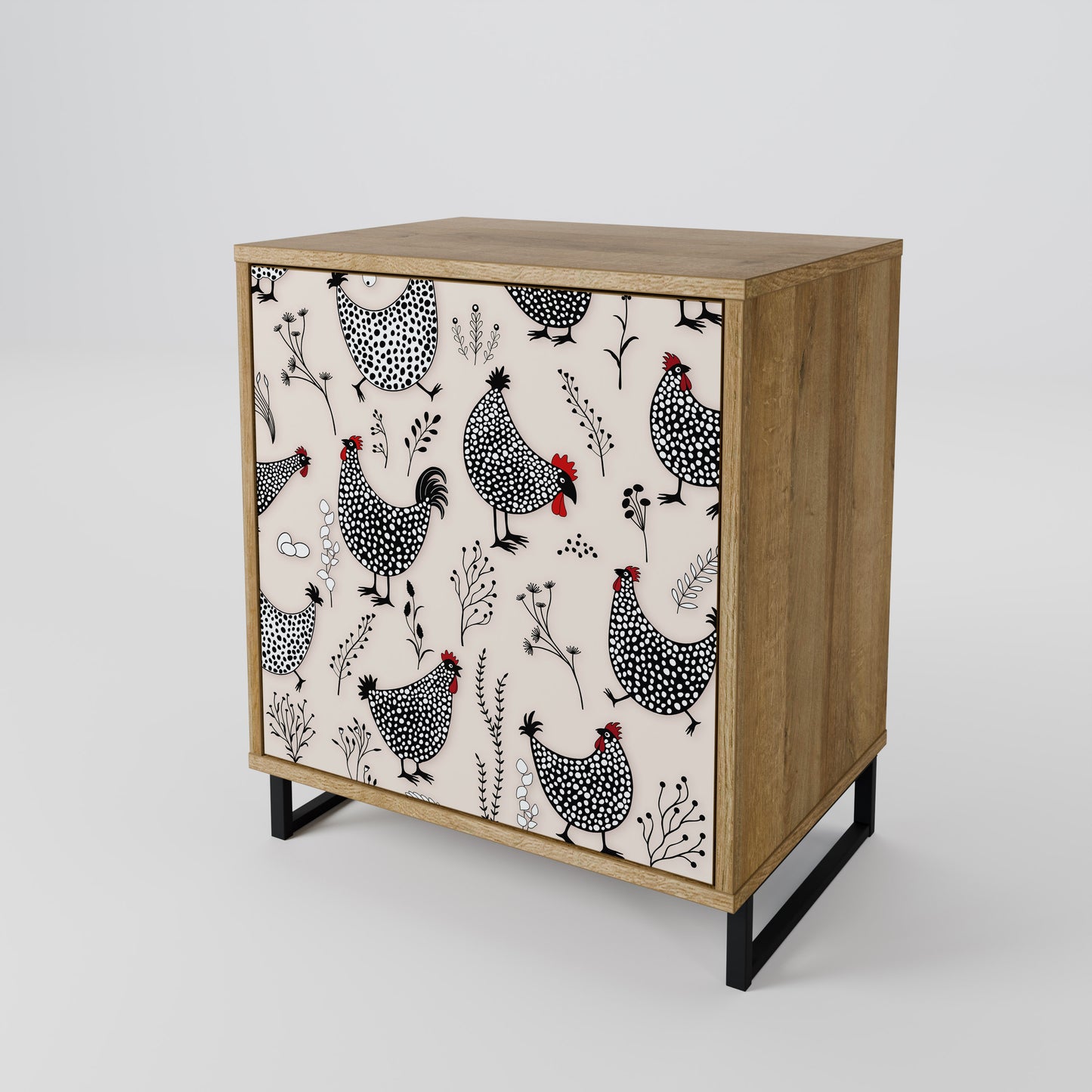 Credenza HAPPY HENS a 1 anta effetto rovere