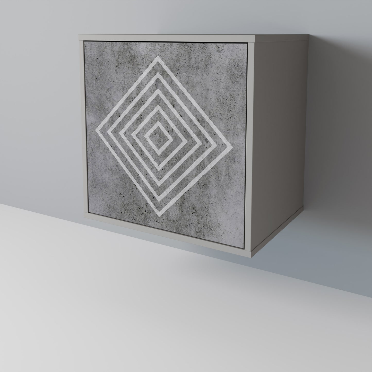 POLYGONAL ARTISTRY 1-Door Sideboard in Grey Finish