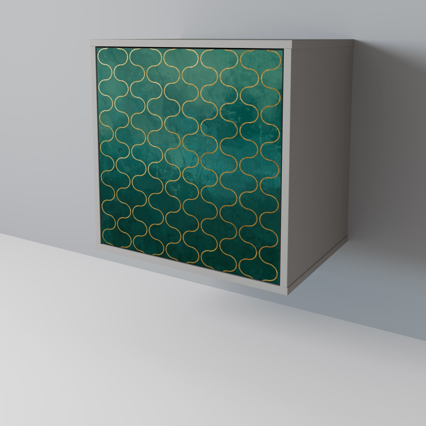TESSELATED GREENERY 1-Door Sideboard in Grey Finish