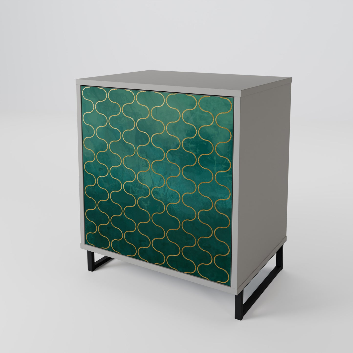 TESSELATED GREENERY 1-Door Sideboard in Grey Finish