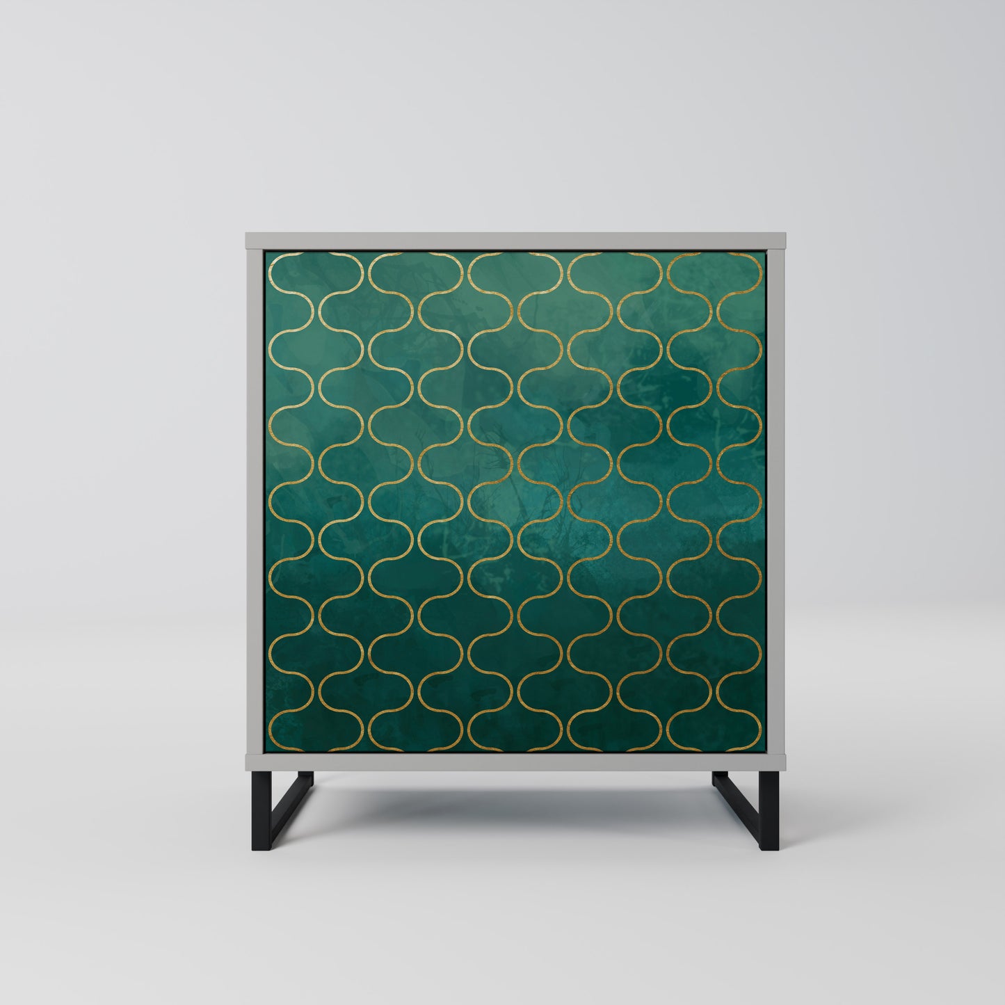 TESSELATED GREENERY 1-Door Sideboard in Grey Finish