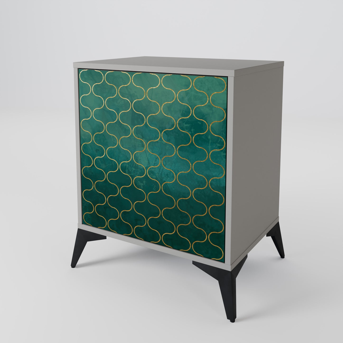 TESSELATED GREENERY 1-Door Sideboard in Grey Finish