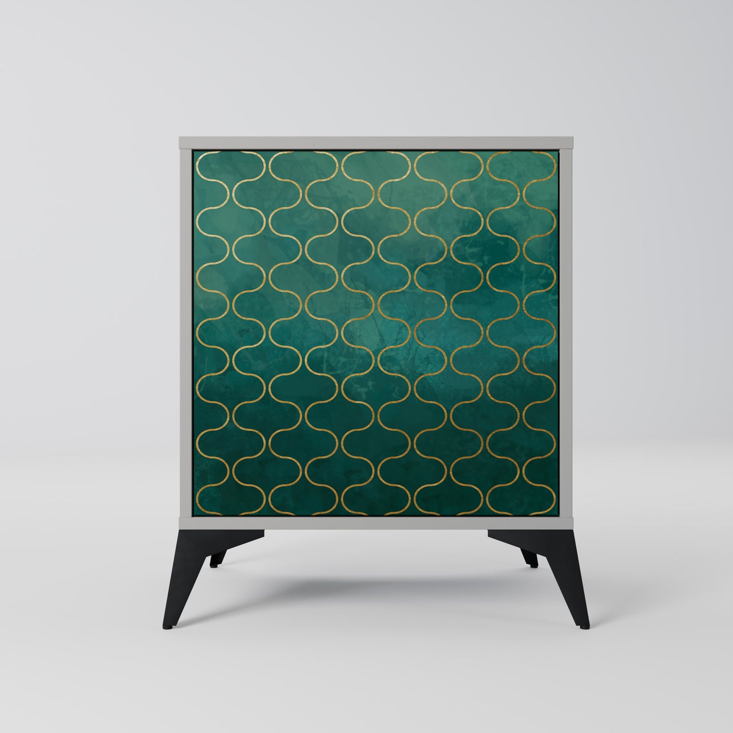 TESSELATED GREENERY 1-Door Sideboard in Grey Finish