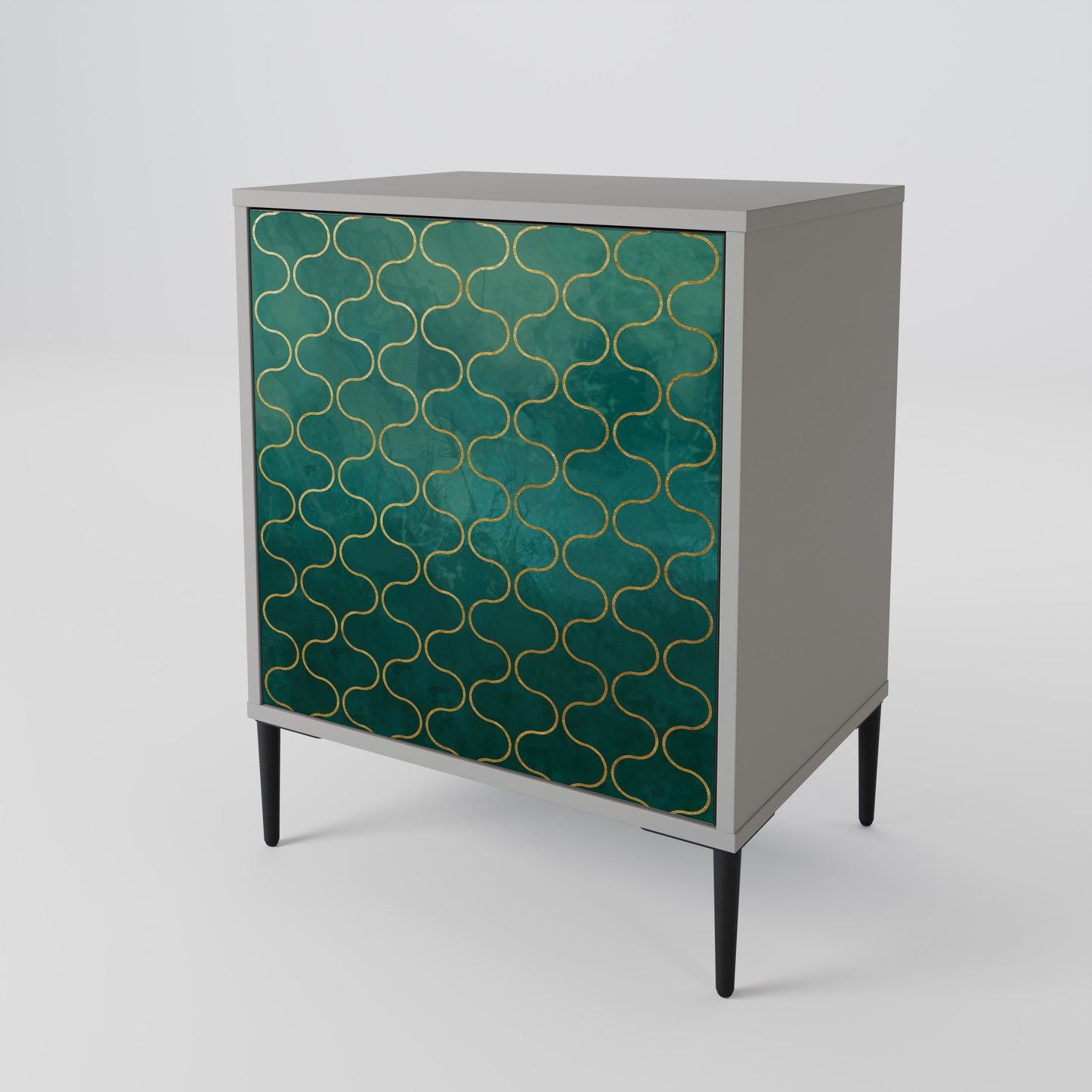 TESSELATED GREENERY 1-Door Sideboard in Grey Finish