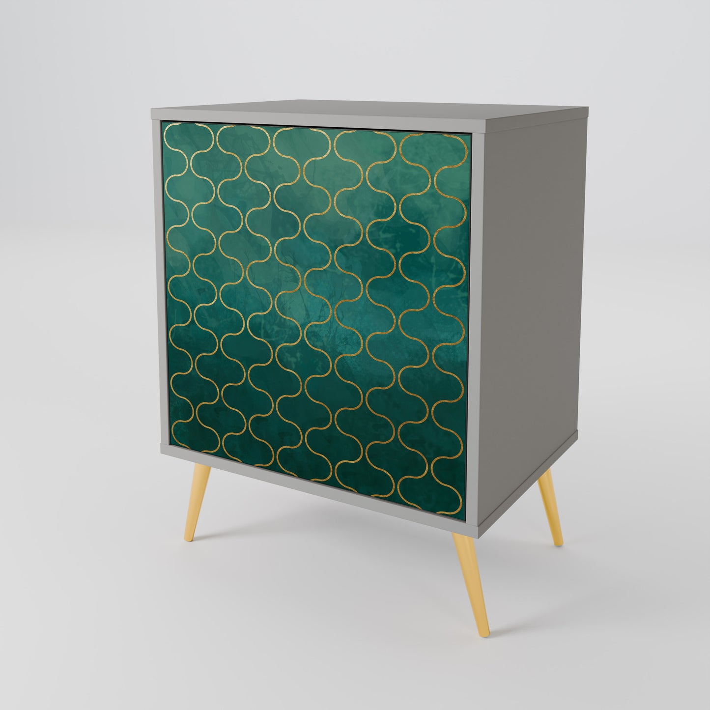 TESSELATED GREENERY 1-Door Sideboard in Grey Finish