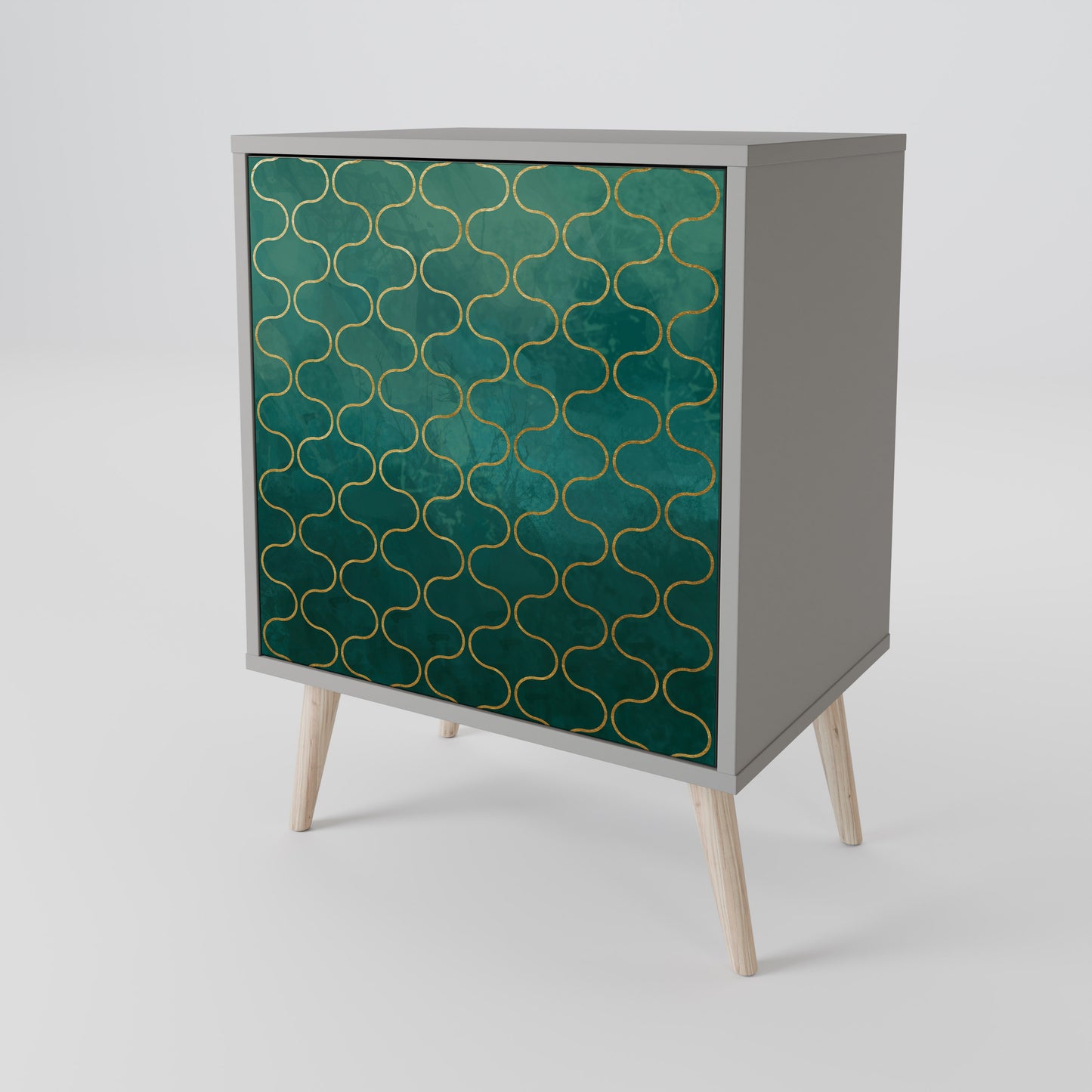 TESSELATED GREENERY 1-Door Sideboard in Grey Finish