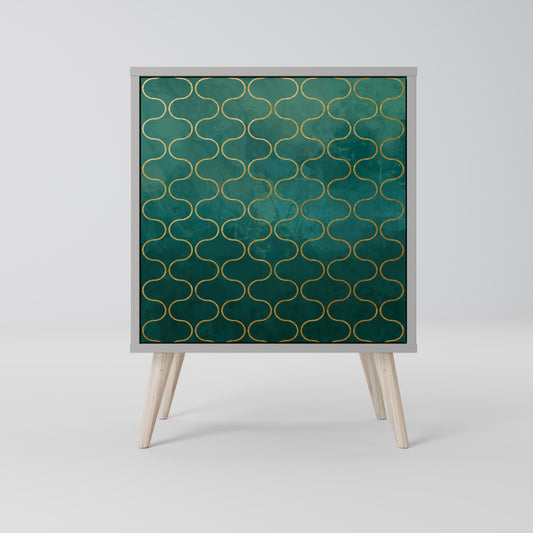 TESSELATED GREENERY 1-Door Sideboard in Grey Finish