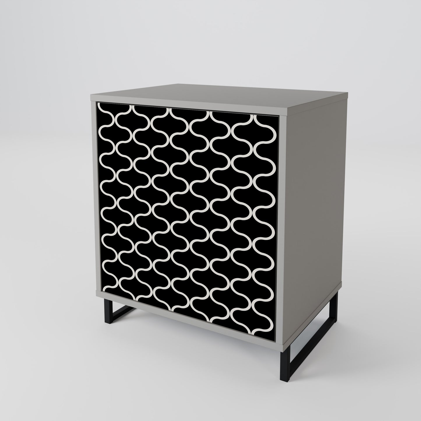 TESSELATED BLACKNESS 1-Door Sideboard in Grey Finish