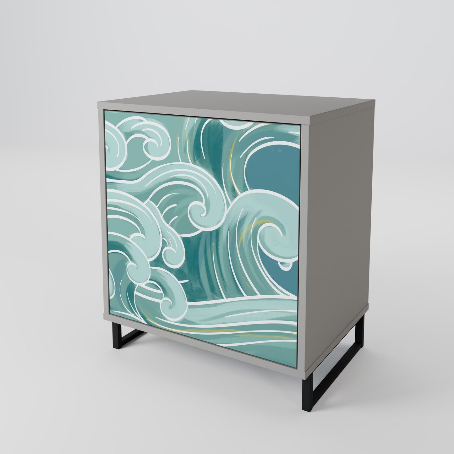 ASIAN SWAY 1-Door Sideboard in Grey Finish
