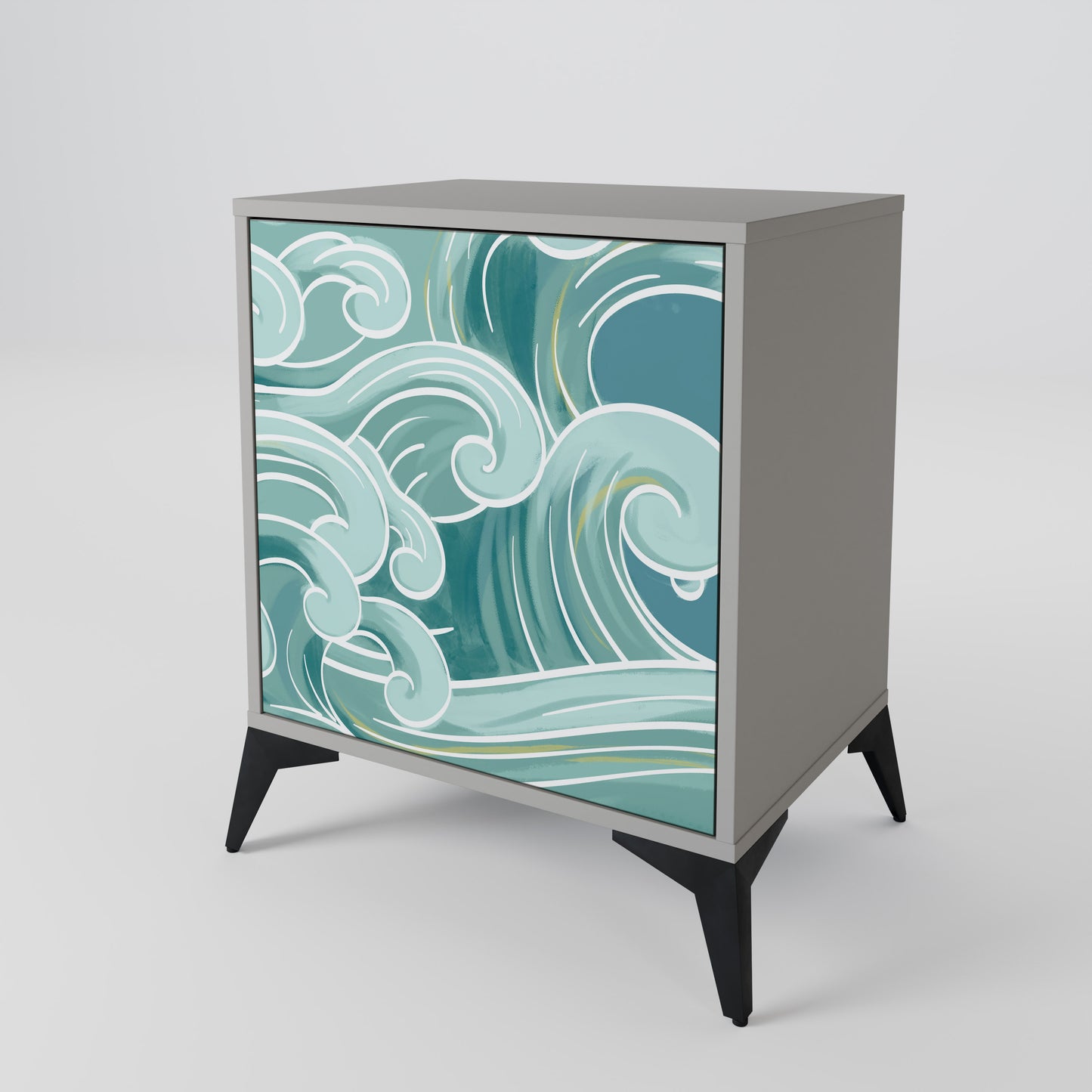 ASIAN SWAY 1-Door Sideboard in Grey Finish