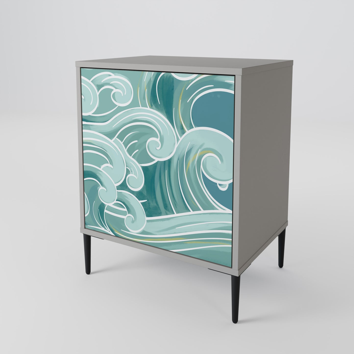 ASIAN SWAY 1-Door Sideboard in Grey Finish