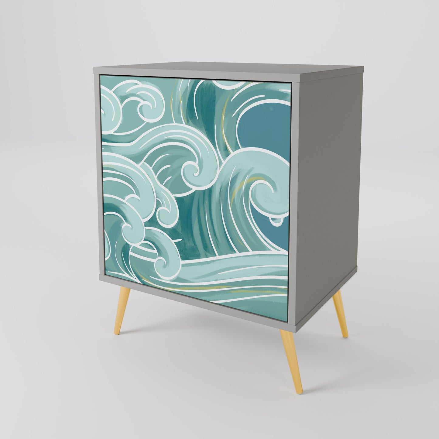 ASIAN SWAY 1-Door Sideboard in Grey Finish